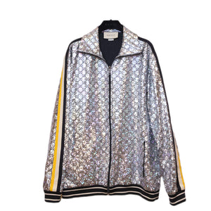 GUCCI GG LAMINATED TRACK JACKET SILVER