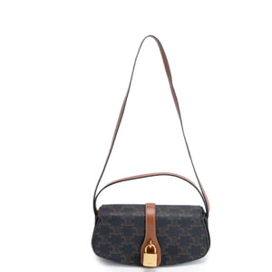 CELINE CLUTCH ON STRAP TABOU TRIOMPHE CANVAS / CALFSKIN TAN GHW