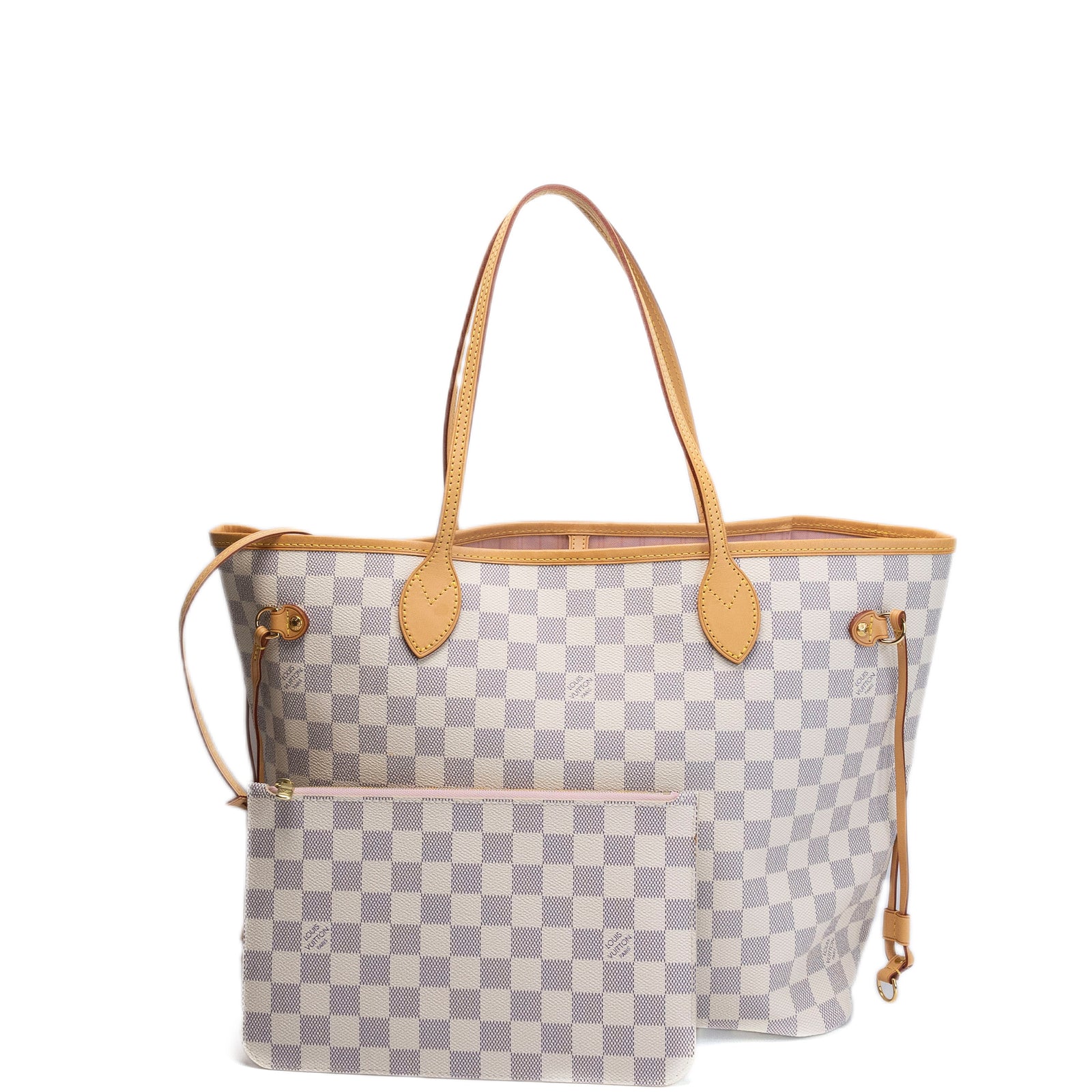 LOUIS VUITTON NEVERFULL MM DAMIER AZUR CANVAS ROSE BALLERINE GHW