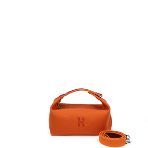 HERMES SMALL BRIDE-A-BRAC TRAVEL CASE ORANGE FEU CANVAS SHW