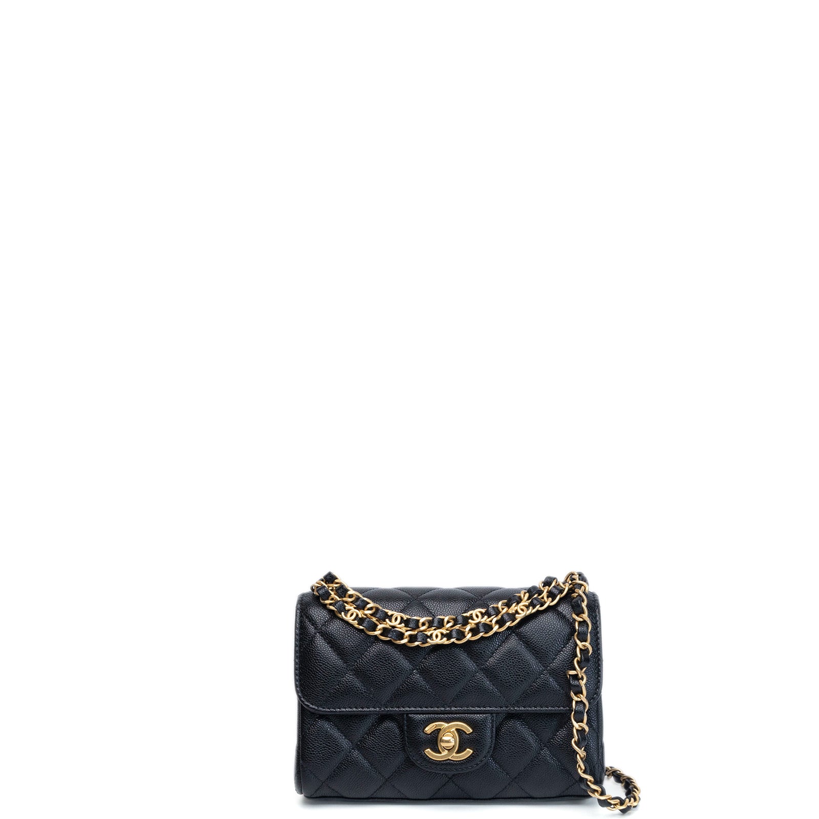 CHANEL 25P MINI FLAP BAG BLACK CAVIAR LEATHER GHW (MICROCHIP)