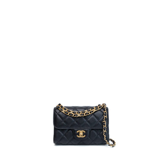 CHANEL 25P MINI FLAP BAG BLACK CAVIAR LEATHER GHW (MICROCHIP)