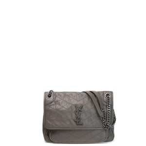 SAINT LAURENT MEDIUM NIKKI BAG CALFSKIN GREY SHW
