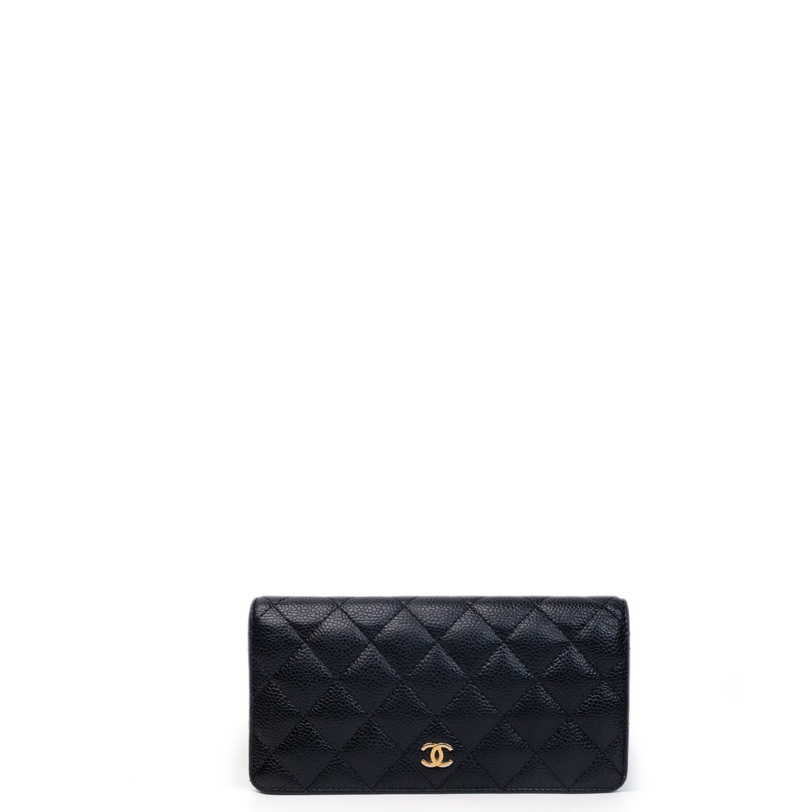 CHANEL LONG WALLET BLACK CAVIAR LEATHER GHW