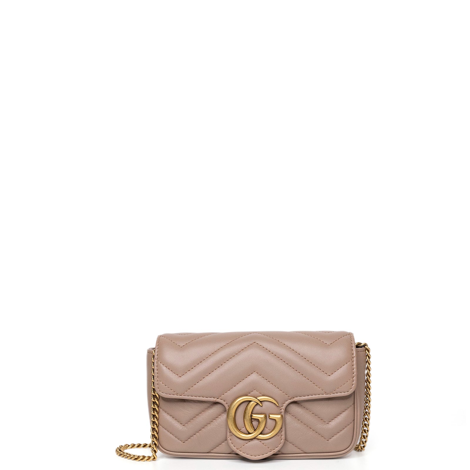 GUCCI MARMONT SMALL SHOULDER BAG BEIGE LEATHER GHW