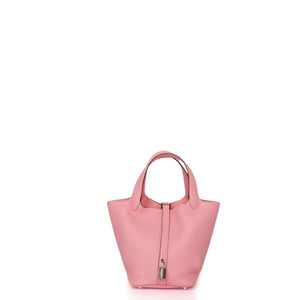 HERMES PICOTIN 18 LOCK BAG CLEMENCE 3Q ROSE SAKURA STAMP W SHW
