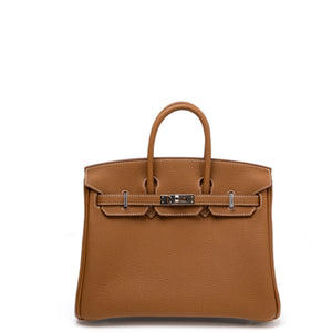HERMES BIRKIN 25 GOLD TOGO SHW STAMP K
