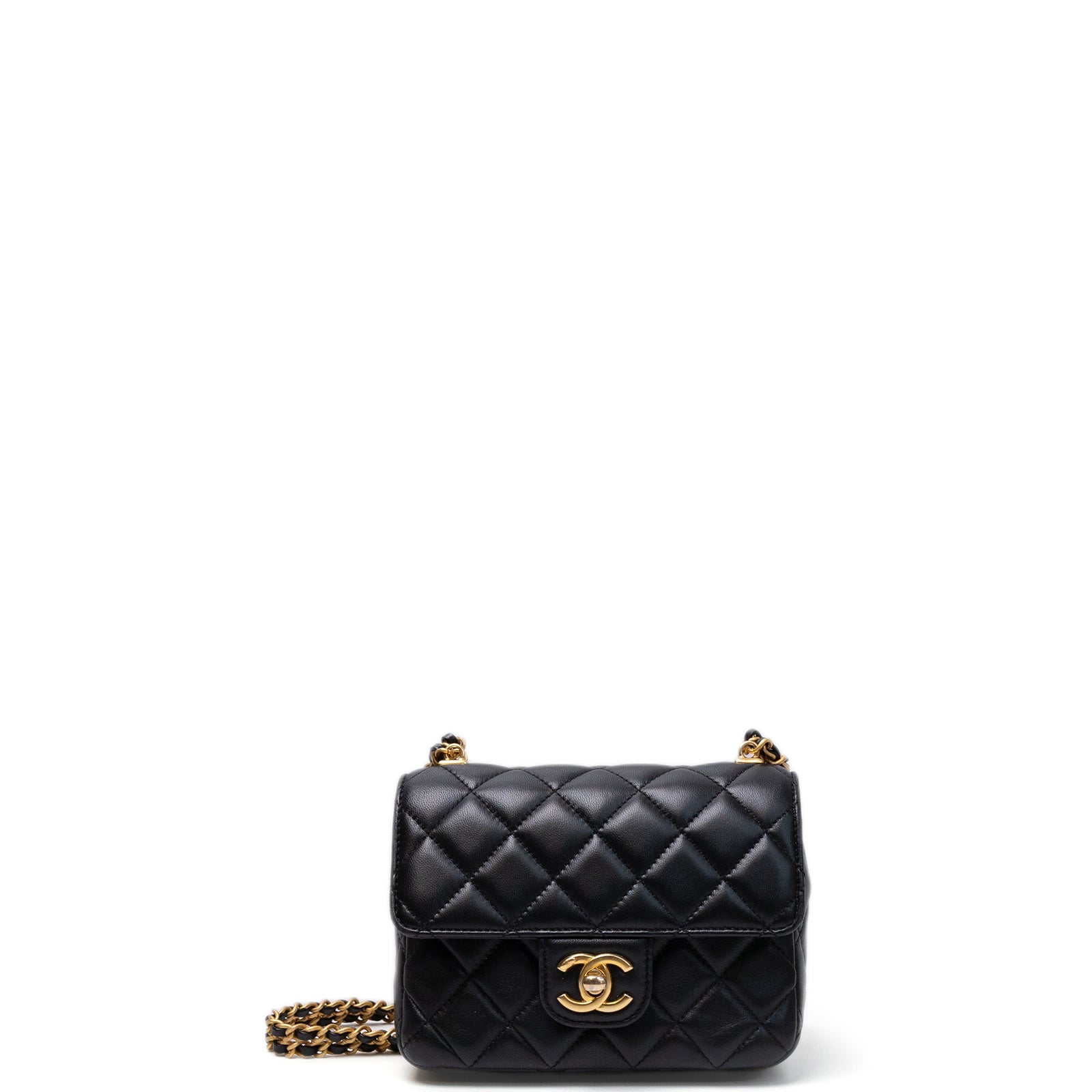 CHANEL 22B MINI SQUARE FLAP LAMBSKIN LEATHER GHW