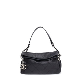 CHANEL ULTIMATE SMALL SOFT HOBO BAG BLACK QUILTED LAMBSKIN SHW