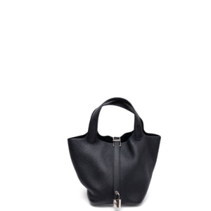 HERMES PICOTIN 18 LOCK BAG BLACK SHW STAMP C
