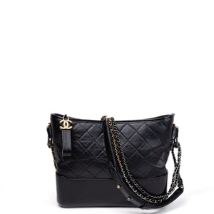 CHANEL GABRIELLE HOBO BAG BLACK CALFSKIN LEATHER MULTICOLOUR HARDWARE