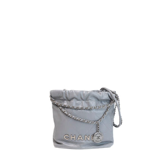 CHANEL MINI 22 BAG CALFSKIN LIGHT GREY SHW (MICROCHIP)