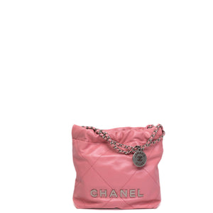 CHANEL MINI 22 BAG SHINY CALFSKIN PINK SHW (MICROCHIP)