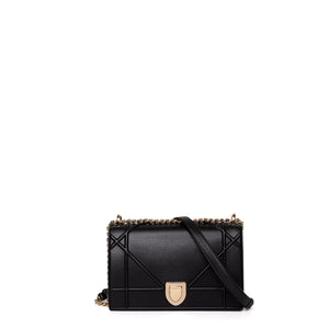CHRISTIAN DIOR MEDIUM DIORAMA STUDDED BLACK CALFSKIN GHW