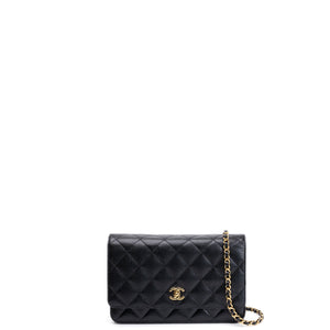 CHANEL CLASSIC WALLET ON CHAIN BAG BLACK CAVIAR GHW (MICROCHIP)
