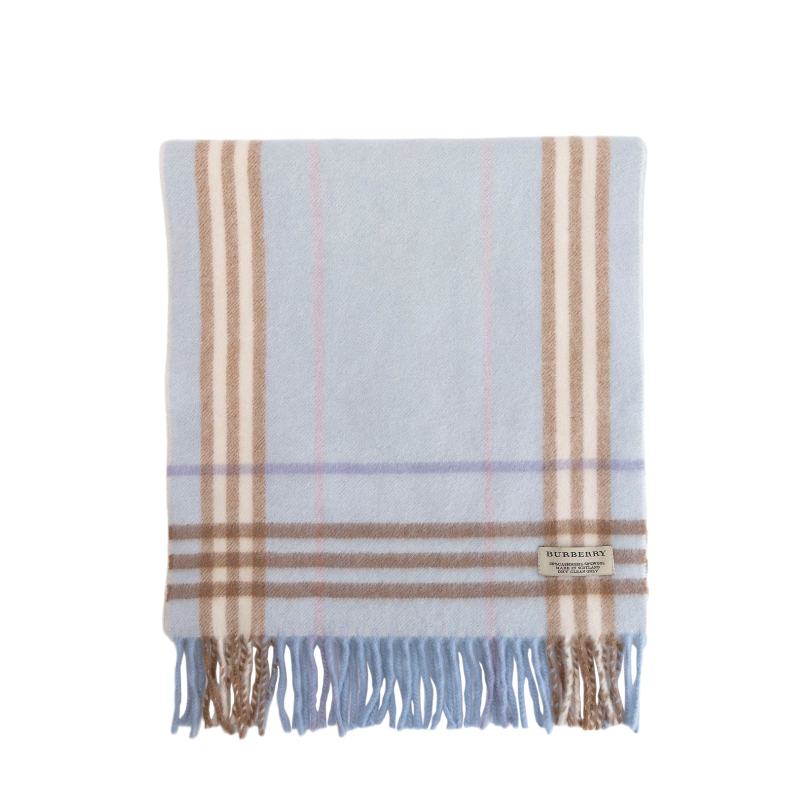 BURBERRY BLUE WOOL / CASHMERE SCARF