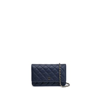 CHANEL CLASSIC WALLET ON CHAIN CAVIAR NAVY GHW (MICROCHIP)