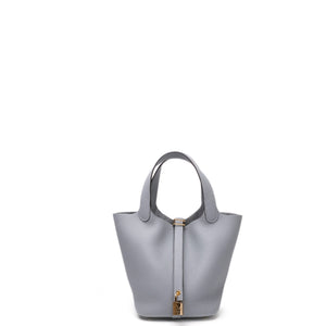 HERMES PICOTIN LOCK 18 GRIS PANTIN CLEMENCE LEATHER GHW STAMP K