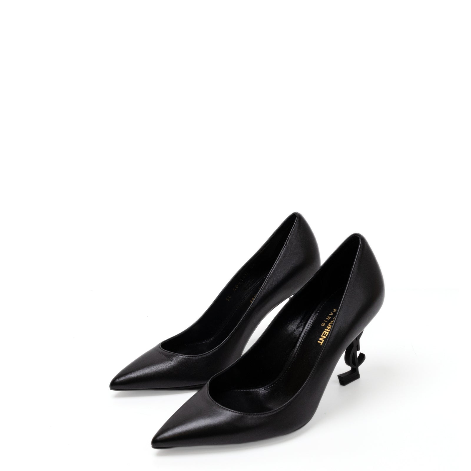 SAINT LAURENT BLACK LEATHER OPYUM PUMPS SIZE 36