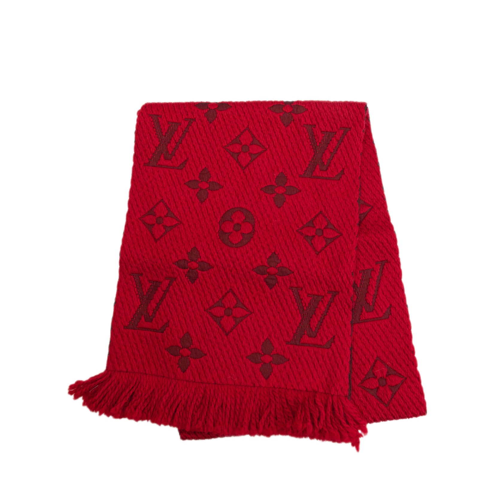 LOUIS VUITTON LOGOMANIA SCARF WOOL / SILK RED