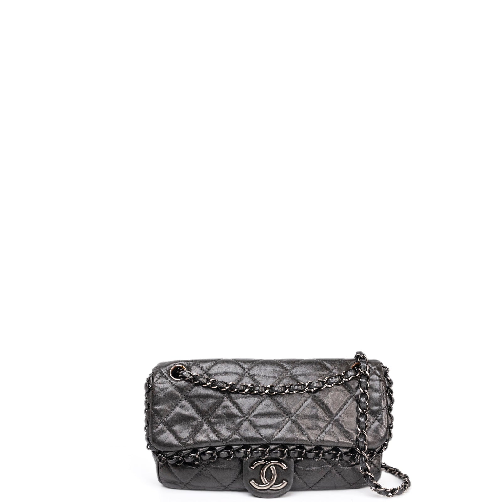 CHANEL MEDIUM CHAIN ME FLAP BAG GREY QUILTED CALFSKIN SHW