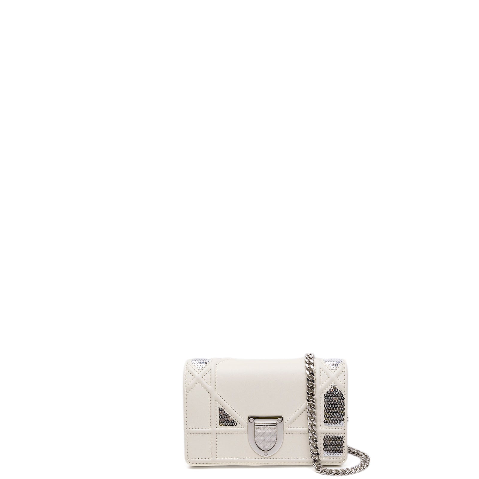 CHRISTIAN DIOR WHITE BABY DIORAMA FLAP BAG LAMBSKIN SHW