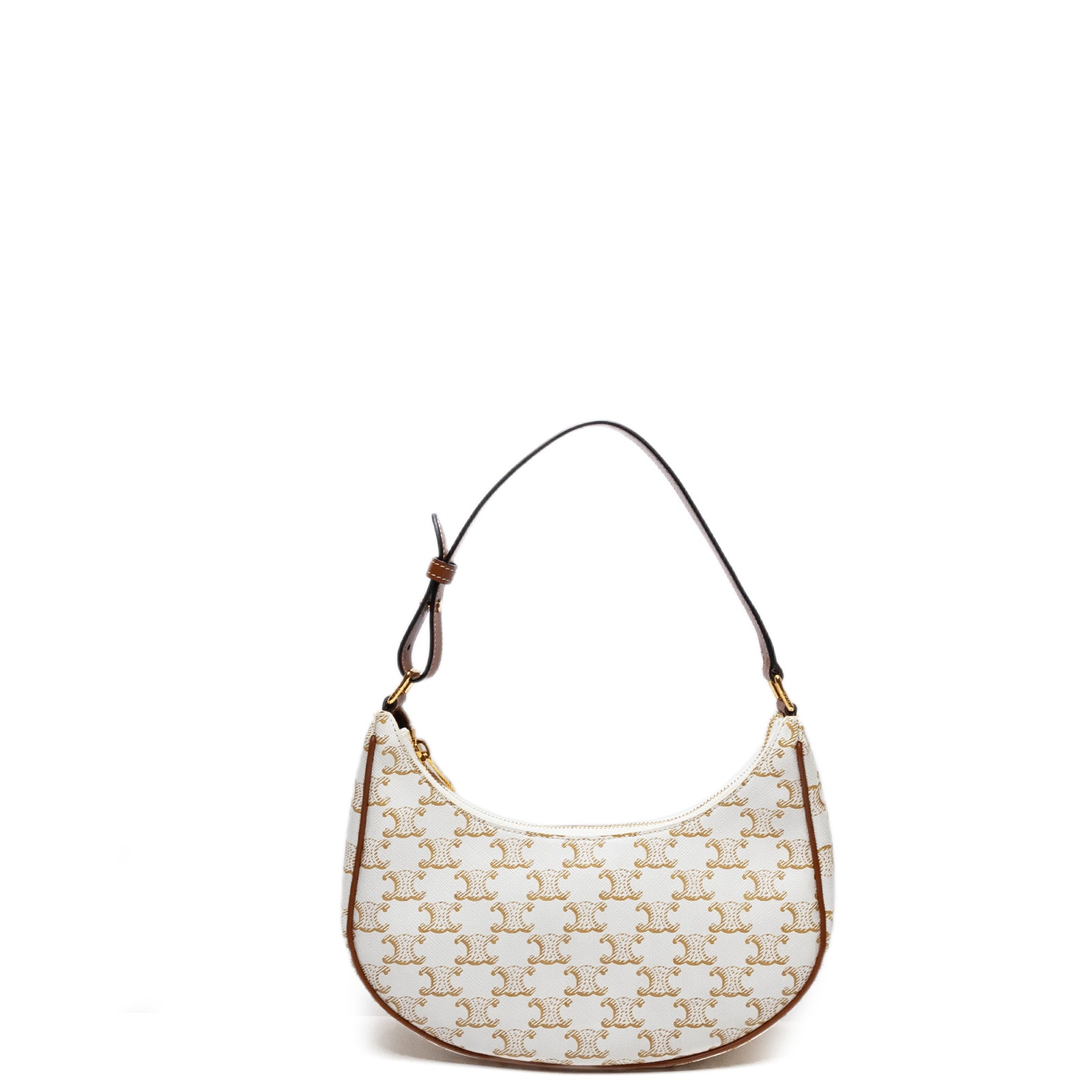 CELINE AVA BAG TRIOMPHE CANVAS/ CALFSKIN WHITE/ BROWN GHW
