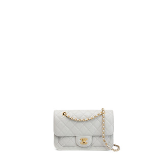 CHANEL 25B CC MINI FLAP BAG PALE SAGE GREEN CAVIAR LEATHER GHW (MICROCHIP)