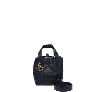 CHRISTIAN DIOR TOUJOURS VERTICAL NANO TOTE BAG BLACK CALFSKIN LGHW