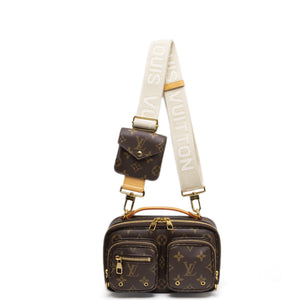 LOUIS VUITTON UTILITY CROSSBODY BAG BROWN MONOGRAM CANVAS GHW (MICROCHIP)
