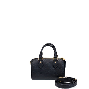 LOUIS VUITTON NANO SPEEDY BLACK MONOGRAM EMPREINTE GHW (MICROCHIP)