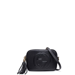 GUCCI SOHO DISCO CAMERA BAG CALFSKIN LEATHER BLACK LGHW