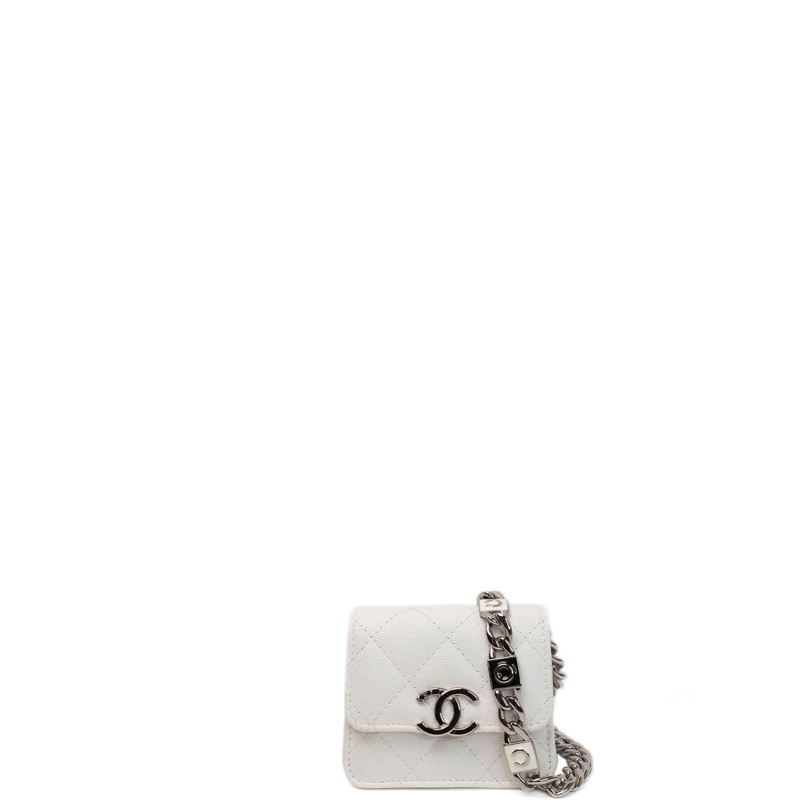 CHANEL CC MINI BAG WHITE CALFSKIN SHW