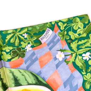 HERMES UN CARRE SUR L'HERBE SILK SCARF 90CM