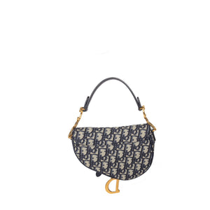 CHRISTIAN DIOR MINI SADDLE BLUE OBLIQUE GHW WITH STRAP