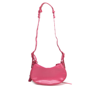 BALENCIAGA LE CAGOLE XS PINK POLISHED LAMBSKIN LEATHER PINK HARDWARE