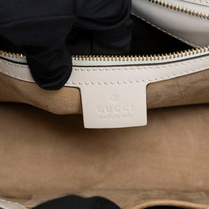 GUCCI MEDIUM SYLVIE SHOULDER BAG CALFSKIN WHITE GHW