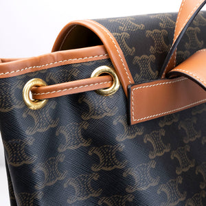 CELINE MEDIUM BACKPACK FOLCO IN TOILE TRIOMPHE CANVAS / CALFSKIN GHW