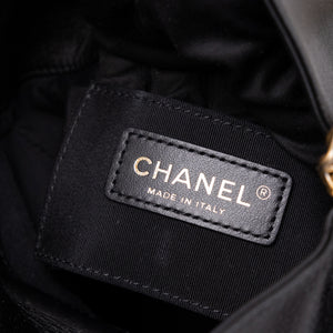 CHANEL QUILTED CHEVRON HANDLE WITH CHIC BUCKET BAG BLACK LAMBSKIN LEATHER GHW