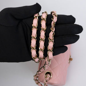CHANEL MINI SQUARE FLAP BAG LAMBSKIN LIGHT PINK LGHW (MICROCHIP)