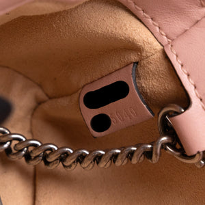 GUCCI SUPER MINI GG MARMONT PINK CALFSKIN LEATHER TONAL ENAMELLED HARDWARE