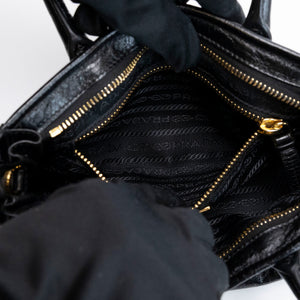 PRADA MINI BONNIE HANDBAG BLACK CALFSKIN GHW