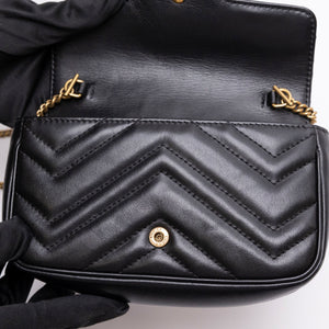 GUCCI GG MARMONT SUPER MINI BLACK GHW