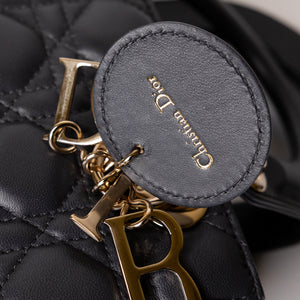 CHRISTIAN DIOR MY ABC DIOR SMALL LADY DIOR LAMBSKIN DARK GREY GHW