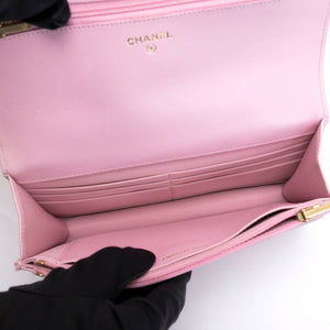 CHANEL 24S TOP HANDLE WALLET ON CHAIN PINK LAMBSKIN GHW