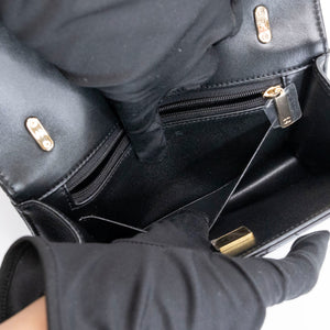 CHANEL 25B CLASSIC FLAP MATELASSE CHAIN STRAP MINI BAG BLACK LAMBSKIN LGHW