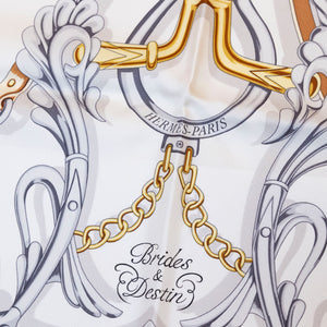 HERMES BRIDES ET DESTIN SILK SCARF ORANGE 90 CM