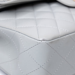 CHANEL SMALL CLASSIC DOUBLE FLAP LIGHT GREY LAMBSKIN LGHW