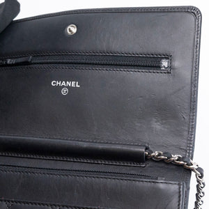 CHANEL CAMBON WALLET ON CHAIN BLACK CALFSKIN SHW