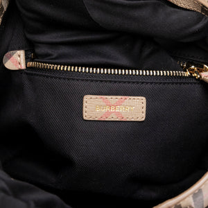 BURBERRY LOGO APPLIQUE VINTAGE CHECK E-CANVAS TOTE BAG GHW